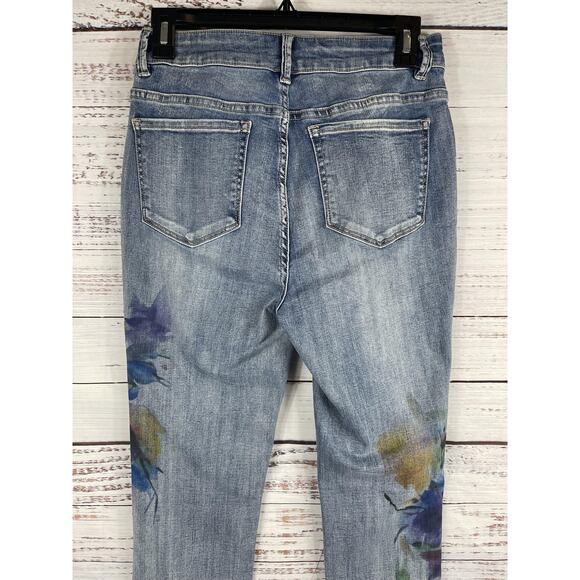 Frank Lyman Jeans Women's Small Floral High Rise Skinny Stretch Blue 237107U - Picture 7 of 10